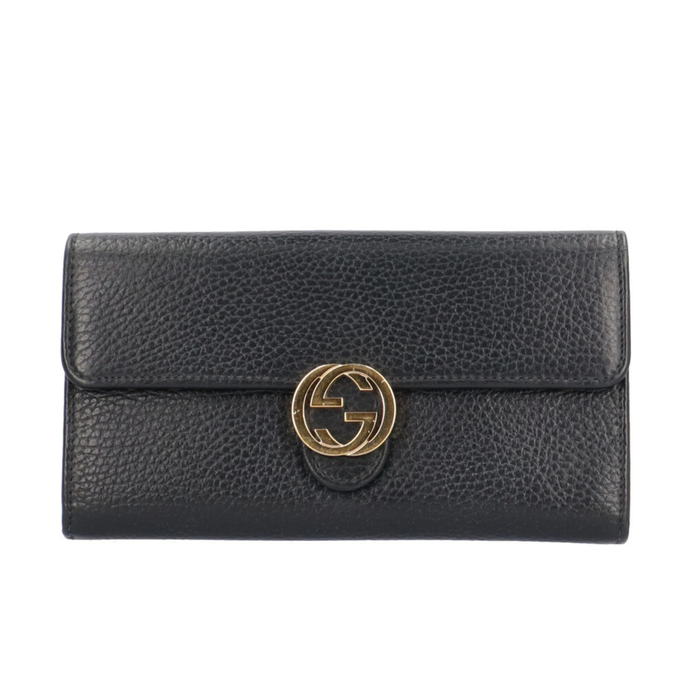 Gucci Outlet Interlocking G Long Wallet, Leather 615524, Men's and Women's, G...